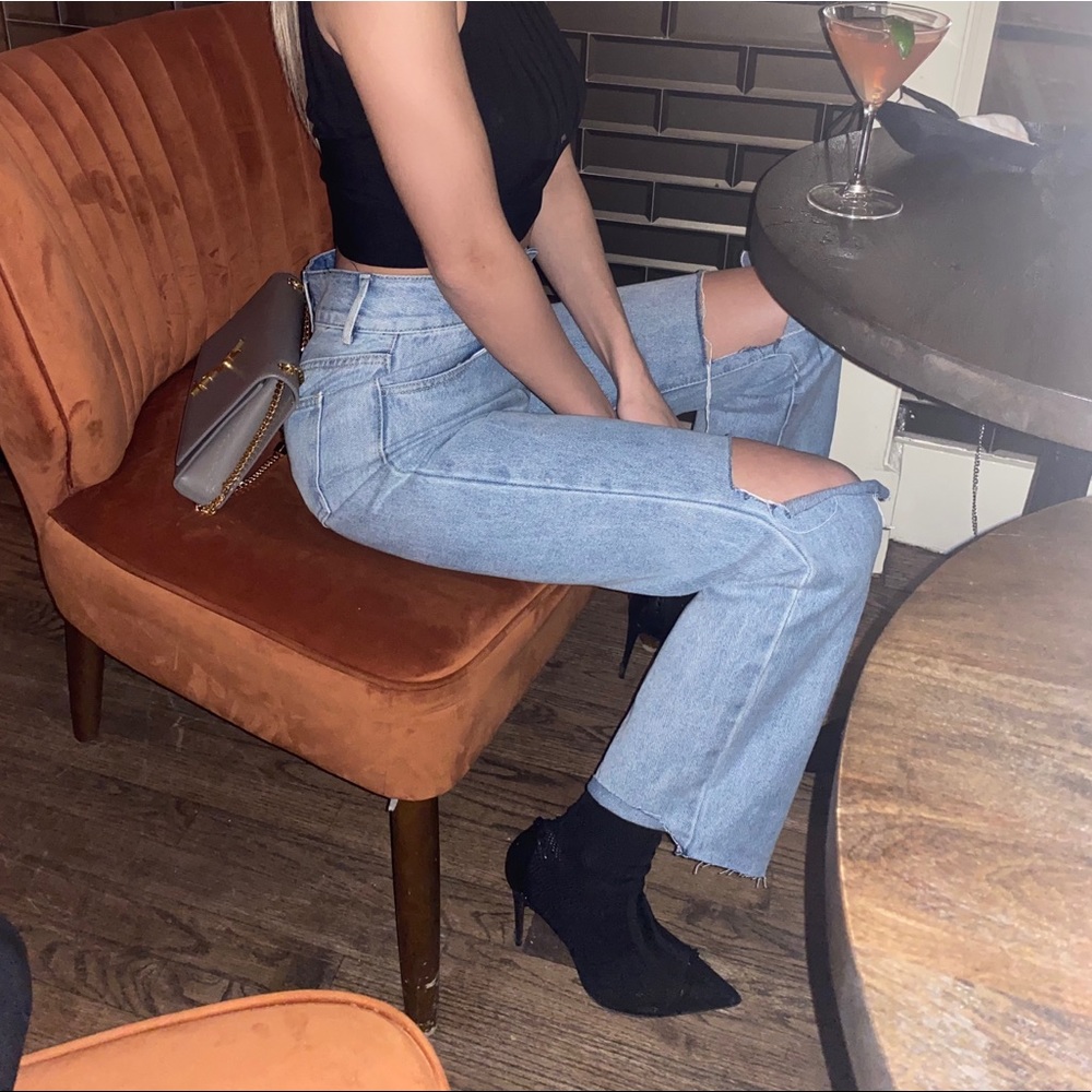 Wide leg high rise jeans